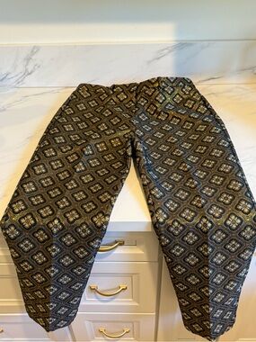 Etro gold metallic boho pants